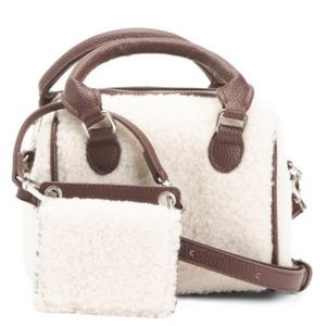 Aspen Betty Yeti Satchel Bag, Brown/Cream NWT